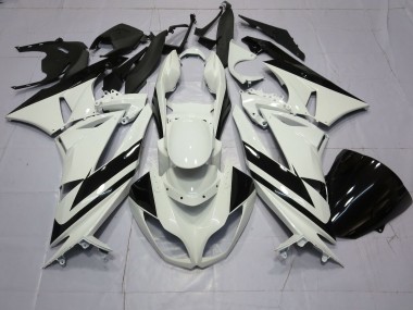 Aftermarket 2009-2012 Special White Black Kawasaki ZX6R Motorcycle Fairings