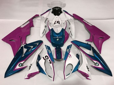 Aftermarket 2009-2018 Gloss White & Pink and Blue BMW S1000RR Motorcycle Fairings