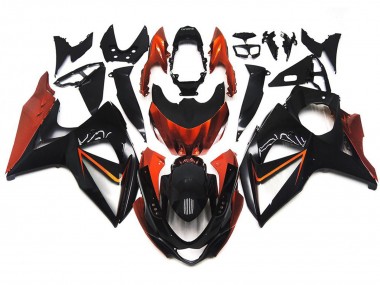 Aftermarket 2009-2016 Custom Orange and Black with Silver inlay Suzuki GSXR 1000 Motorcycle Fairings