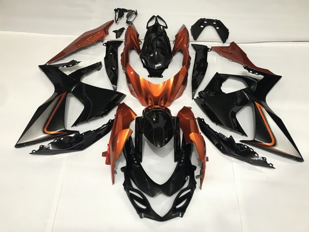 Aftermarket 2009-2016 Gloss Black and Shiny Orange Suzuki GSXR 1000 Motorcycle Fairings