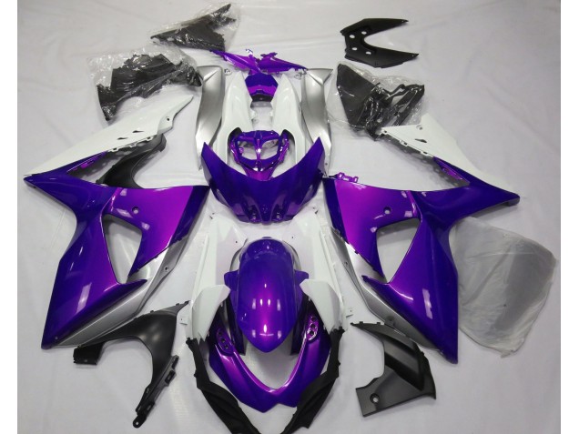 Aftermarket 2009-2016 Gloss Purple & White Suzuki GSXR 1000 Motorcycle Fairings