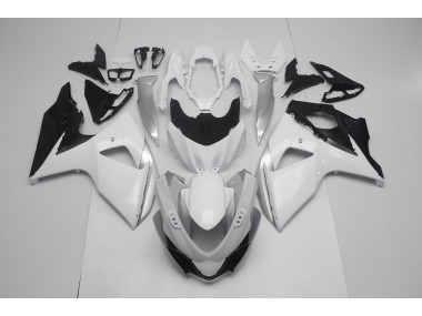 Aftermarket 2009-2016 Gloss White and Silver Suzuki GSXR 1000 Motorcycle Fairings