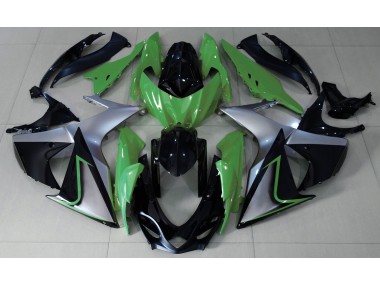 Aftermarket 2009-2016 Green Silver and Black Suzuki GSXR 1000 Motorcycle Fairings