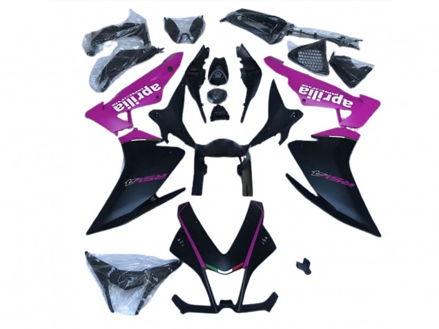 Aftermarket 2010-2015 Matte Black & Pink Aprilia RSV4 1000 Motorcycle Fairings