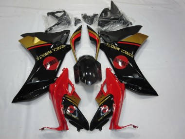 Aftermarket 2011-2012 KM Red Black and Gold Honda CBR600F Motorcycle Fairings