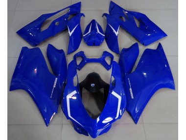 Aftermarket Gloss Blue & White Ducati 1199 Motorcycle Fairings