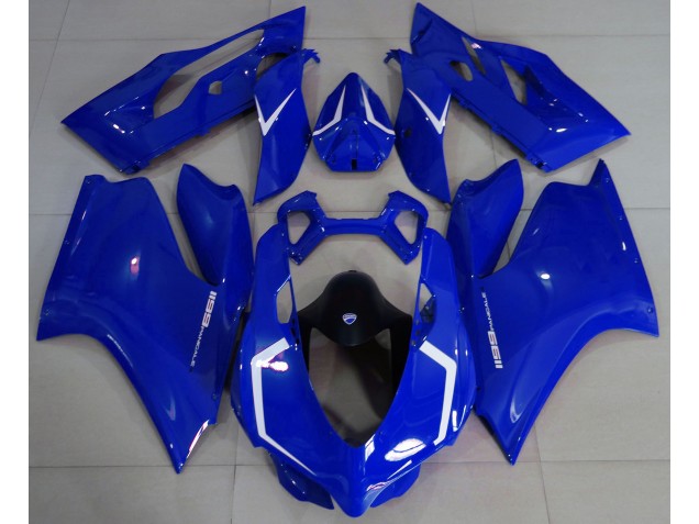 Aftermarket Gloss Blue & White Ducati 1199 Motorcycle Fairings