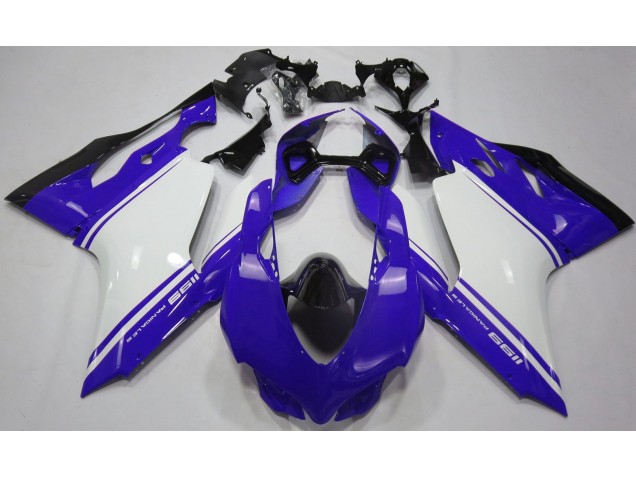 Aftermarket Gloss Blue White and Black Ducati 1199 Motorcycle Fairings