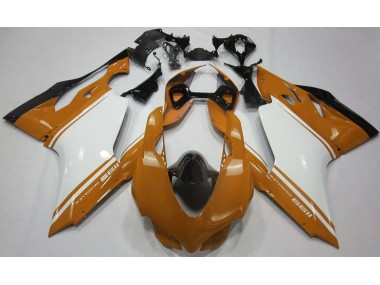 Aftermarket Gloss Orange White and Black Ducati 1199 Motorcycle Fairings