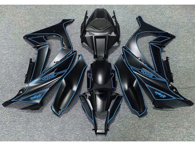 Aftermarket 2011-2015 Matte Black & Blue Lining Kawasaki ZX10R Motorcycle Fairings