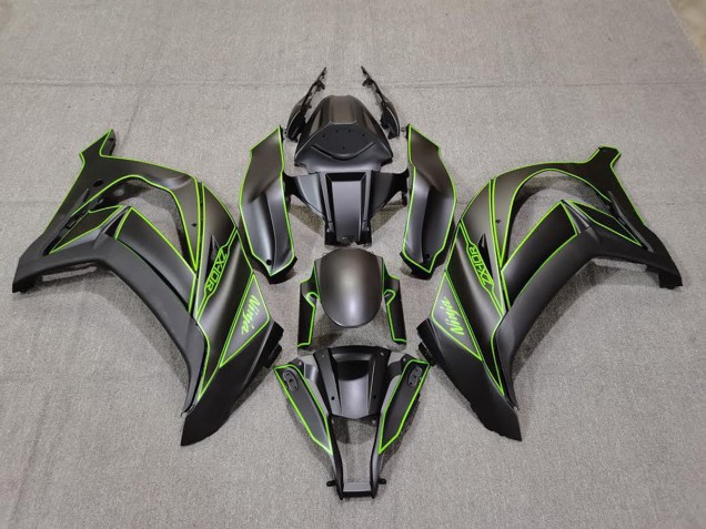 Aftermarket 2011-2015 Matte Black & Green Lining Kawasaki ZX10R Motorcycle Fairings