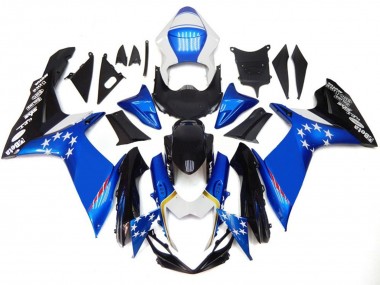 Aftermarket 2011-2020 Blue Style With Red Stars Suzuki GSXR 600-750 Motorcycle Fairings