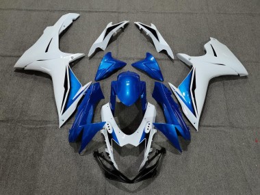 Aftermarket 2011-2020 Blue and White Suzuki GSXR 600-750 Motorcycle Fairings