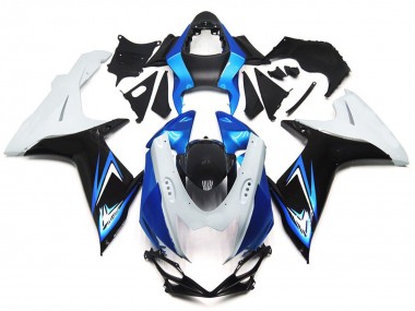 Aftermarket 2011-2020 Light Blue and Gloss White Style with Black Suzuki GSXR 600-750 Motorcycle Fairings