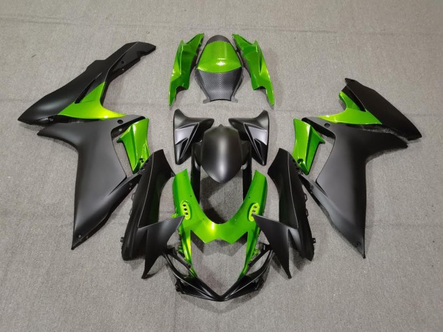 Aftermarket 2011-2020 Matte Black and Green Suzuki GSXR 600-750 Motorcycle Fairings