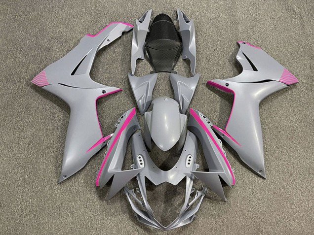 Aftermarket 2011-2020 Matte Nardo Gray & Pink Accents Suzuki GSXR 600-750 Motorcycle Fairings