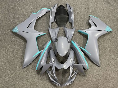 Aftermarket 2011-2020 Matte Nardo Gray & Teal Accents Suzuki GSXR 600-750 Motorcycle Fairings