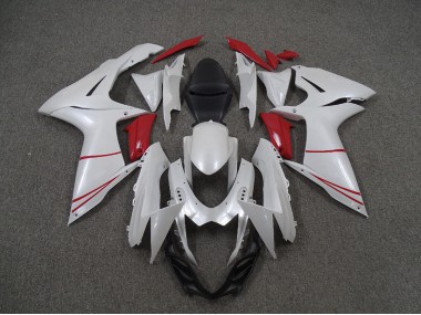 Aftermarket 2011-2020 Pearl White and Red Suzuki GSXR 600-750 Motorcycle Fairings