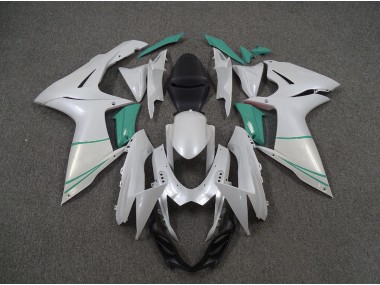 Aftermarket 2011-2020 Pearl White and T Blue Suzuki GSXR 600-750 Motorcycle Fairings