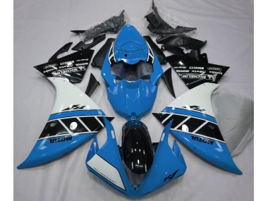 Aftermarket 2012-2014 Gloss Light Blue White and Black Yamaha R1 Motorcycle Fairings