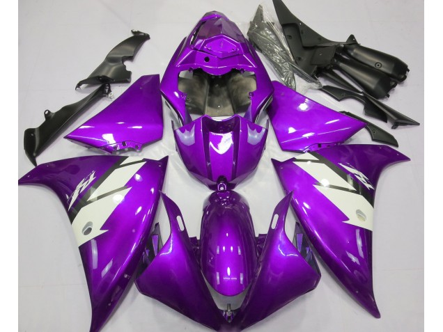 Aftermarket 2012-2014 Gloss Purple & White Yamaha R1 Motorcycle Fairings