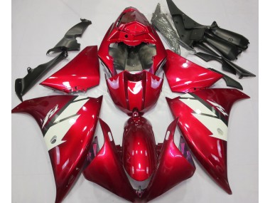 Aftermarket 2012-2014 Gloss Red & White Yamaha R1 Motorcycle Fairings