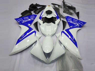 Aftermarket 2012-2014 Gloss White and Blue Yamaha R1 Motorcycle Fairings