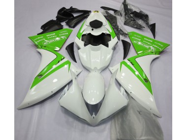 Aftermarket 2012-2014 Gloss White and Green Yamaha R1 Motorcycle Fairings