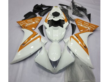 Aftermarket 2012-2014 Gloss White and Orange Yamaha R1 Motorcycle Fairings