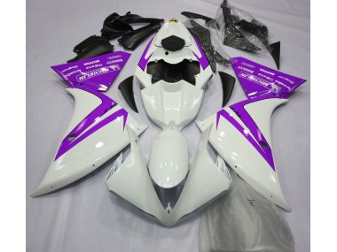 Aftermarket 2012-2014 Gloss White and Purple Yamaha R1 Motorcycle Fairings