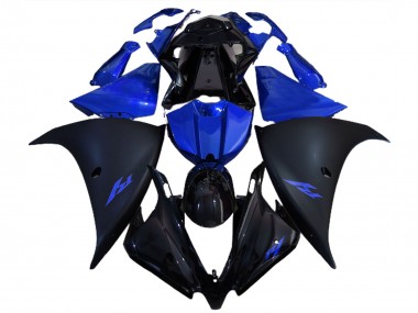 Aftermarket 2012-2014 Matte Black and Blue Yamaha R1 Motorcycle Fairings