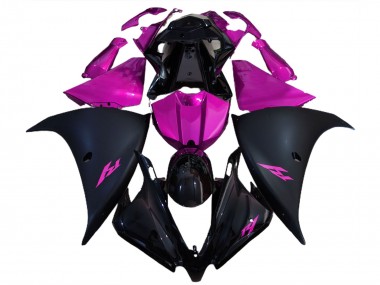 Aftermarket 2012-2014 Matte Black and Pink Yamaha R1 Motorcycle Fairings