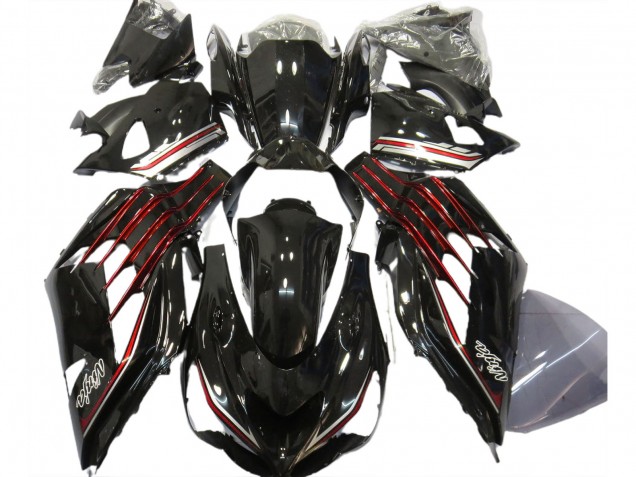 Aftermarket 2012-2019 Gloss Black & Red Kawasaki ZX14R Motorcycle Fairings