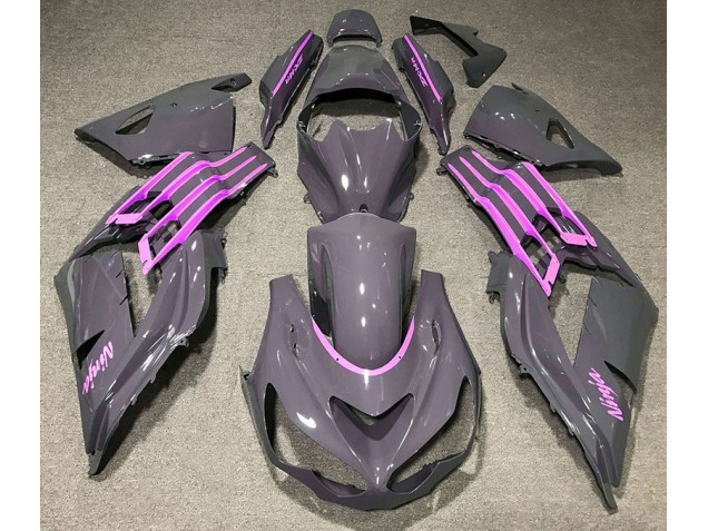 Aftermarket 2012-2019 Nardo Gray & Pink Kawasaki ZX14R Motorcycle Fairings