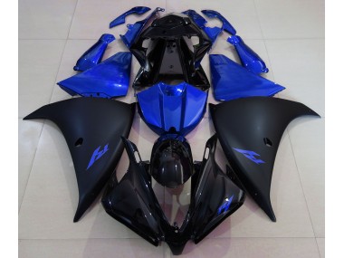Aftermarket 2012-2014 Matte Black and Blue Yamaha R1 Motorcycle Fairings