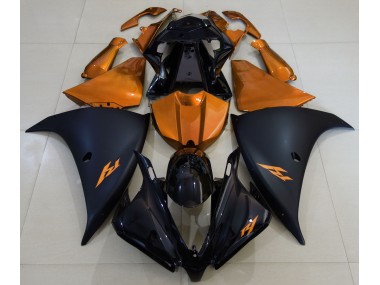 Aftermarket 2012-2014 Matte Black and Orange Yamaha R1 Motorcycle Fairings