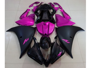 Aftermarket 2012-2014 Matte Black and Pink Yamaha R1 Motorcycle Fairings