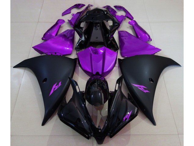 Aftermarket 2012-2014 Matte Black and Purple Yamaha R1 Motorcycle Fairings