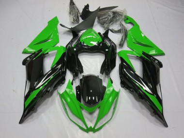 Aftermarket 2013-2018 Black and Green Kawasaki ZX6R Motorcycle Fairings