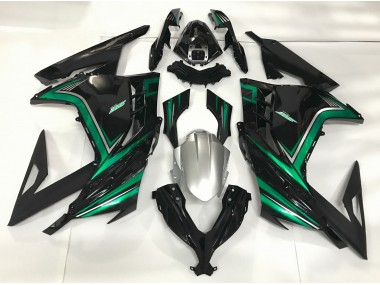 Aftermarket 2013-2018 Gloss Black & Emerald Green Kawasaki Ninja 300 Motorcycle Fairings