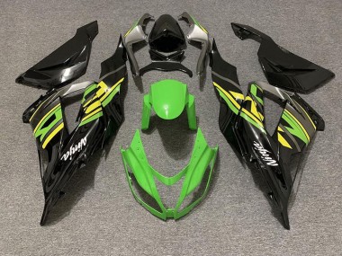 Aftermarket 2013-2018 Gloss Black & Green Racing Kawasaki ZX6R Motorcycle Fairings