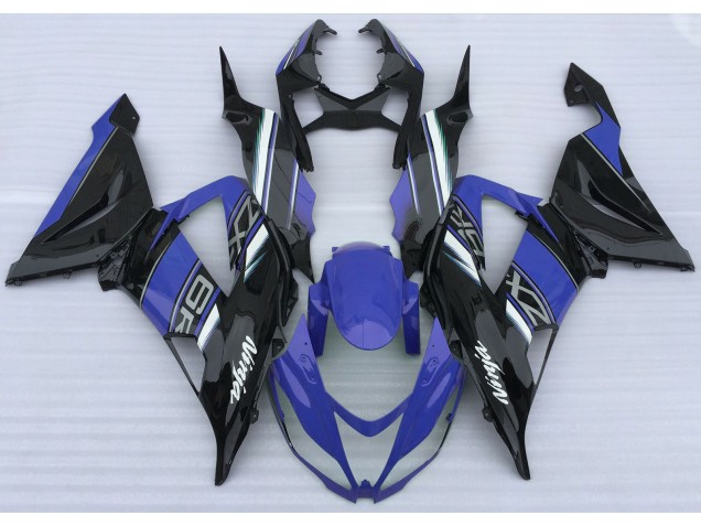 Aftermarket 2013-2018 Gloss Blue and Black Kawasaki ZX6R Motorcycle Fairings