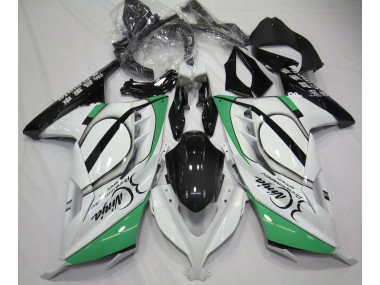 Aftermarket 2013-2018 Gloss White and Green Kawasaki Ninja 300 Motorcycle Fairings