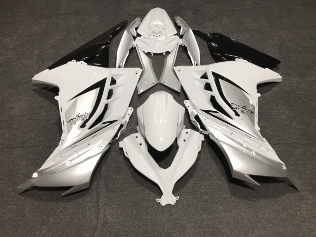 Aftermarket 2013-2018 Gloss White and Silver Kawasaki Ninja 300 Motorcycle Fairings