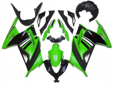 Aftermarket 2013-2018 Green Black and White Gloss Kawasaki Ninja 300 Motorcycle Fairings