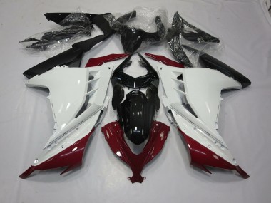 Aftermarket 2013-2018 Maroon and White Kawasaki Ninja 300 Motorcycle Fairings