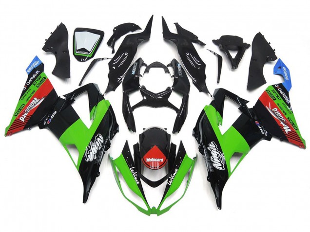 Aftermarket 2013-2018 MotoCard Green and Black Kawasaki ZX6R Motorcycle Fairings