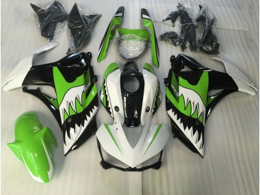 Aftermarket 2015-2018 Lime Green and White Shark Yamaha R3 Motorcycle Fairings