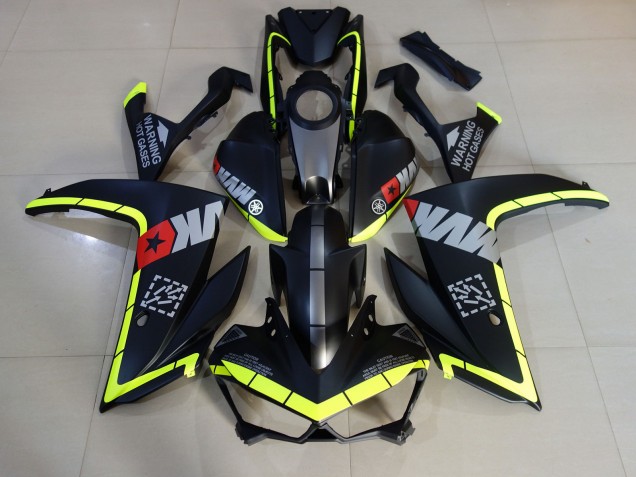 Aftermarket 2015-2018 Matte Black and Yellow Yamaha R3 Motorcycle Fairings