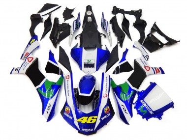 Aftermarket 2015-2019 Blue and White 46 Yamaha R1 Motorcycle Fairings